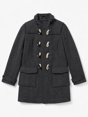 Banana Republic Wool Toggle Coat Women's M Charcoal Gray Duffle